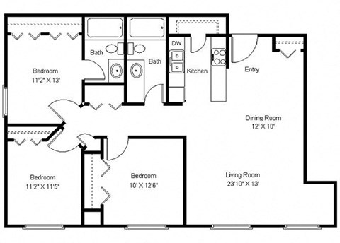 3 Bedroom Floor Plan at The Villages at Essex Park, Rochester, MN